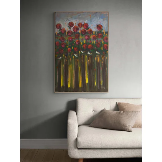 Bahçede Kırlangıçlar Yağlı Boya Tablosu