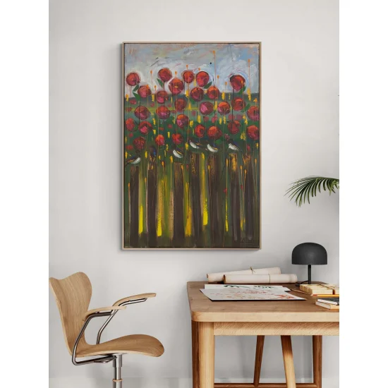 Bahçede Kırlangıçlar Yağlı Boya Tablosu