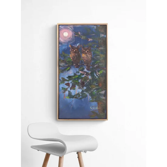 Gece Baykuşlar Yağlı Boya Tablosu