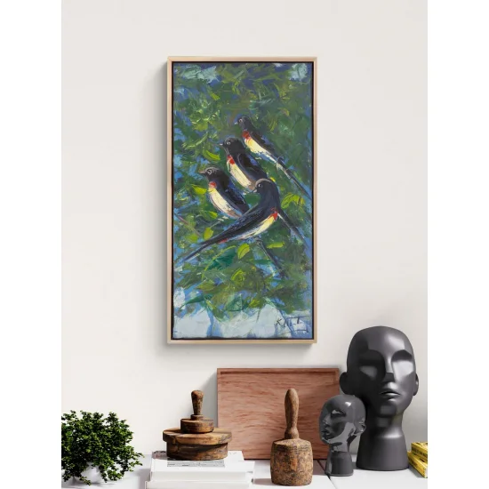 Yeşilliklerde Kanatlar Yağlı Boya Tablosu