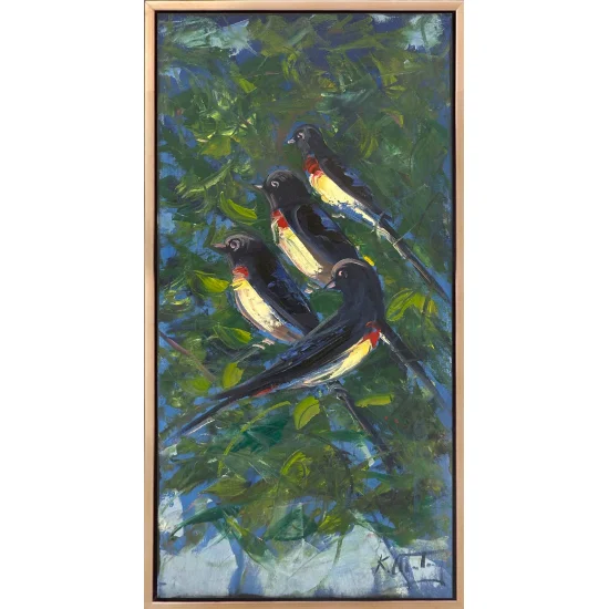 Yeşilliklerde Kanatlar Yağlı Boya Tablosu