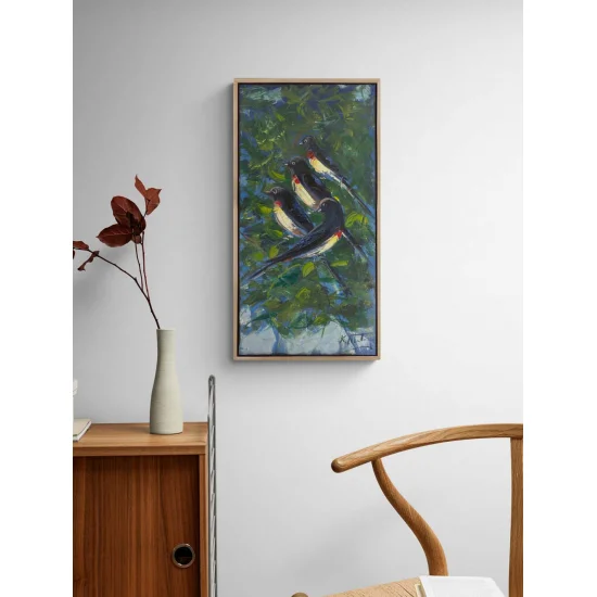 Yeşilliklerde Kanatlar Yağlı Boya Tablosu