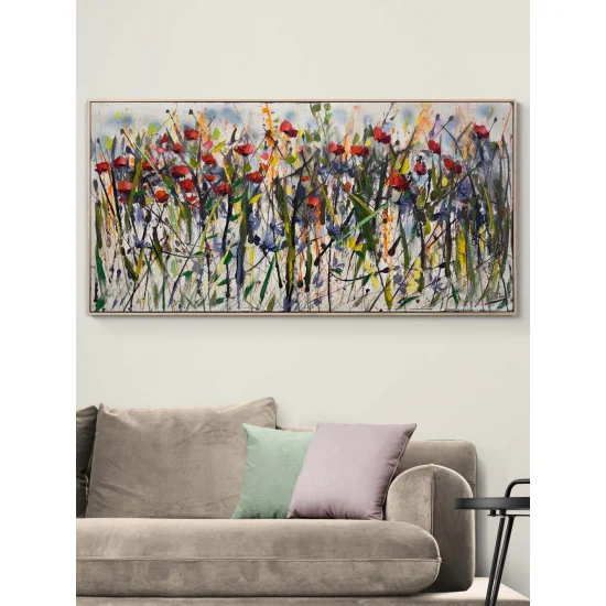 Rüzgarla Savrulan Gelincikler Yağlı Boya Tablosu