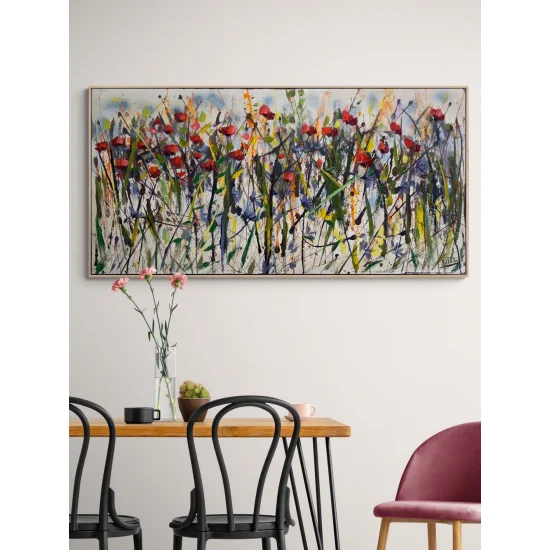 Rüzgarla Savrulan Gelincikler Yağlı Boya Tablosu