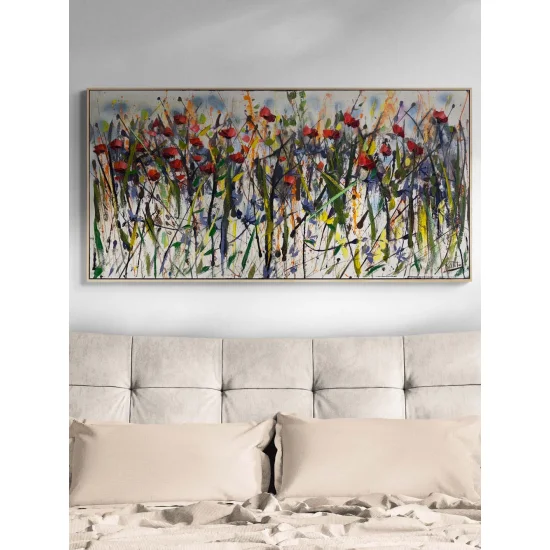 Rüzgarla Savrulan Gelincikler Yağlı Boya Tablosu