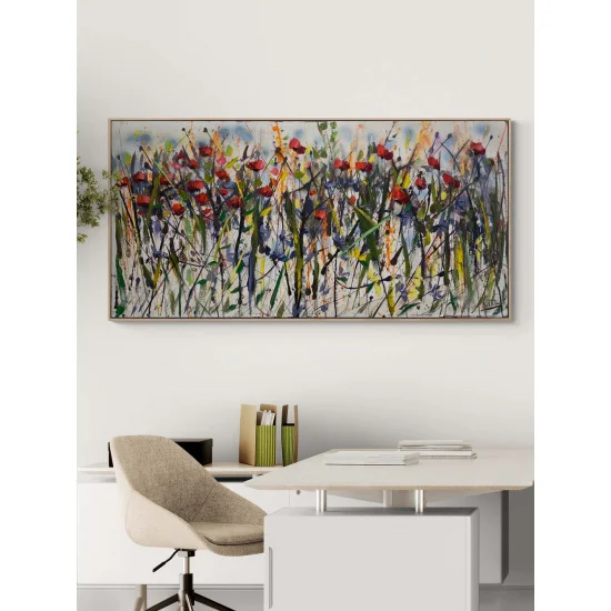 Rüzgarla Savrulan Gelincikler Yağlı Boya Tablosu