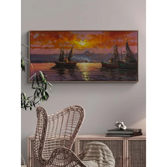 Boğazda Yelken Zamanı Yağlı Boya Tablosu