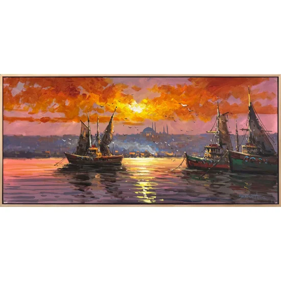 Boğazda Yelken Zamanı Yağlı Boya Tablosu