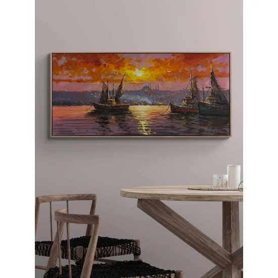 Boğazda Yelken Zamanı Yağlı Boya Tablosu