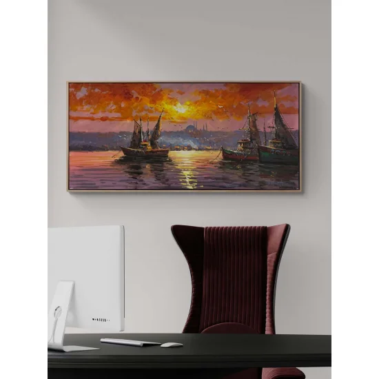 Boğazda Yelken Zamanı Yağlı Boya Tablosu