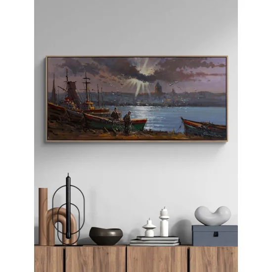 Boğazda Bir Av Günü Yağlı Boya Tablosu