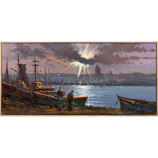 Boğazda Bir Av Günü Yağlı Boya Tablosu