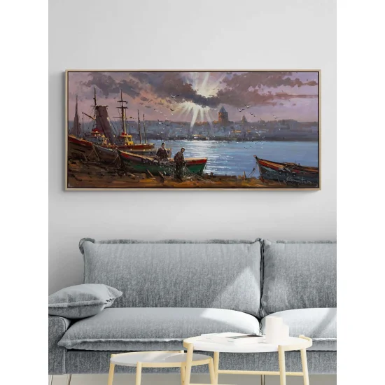 Boğazda Bir Av Günü Yağlı Boya Tablosu