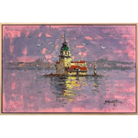 Kız Kulesinde Yakamoz Yağlı Boya Tablosu