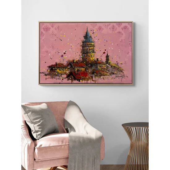 Düşlerde Galata Kulesi Yağlı Boya Tablosu