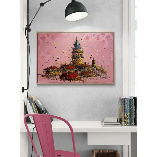 Düşlerde Galata Kulesi Yağlı Boya Tablosu