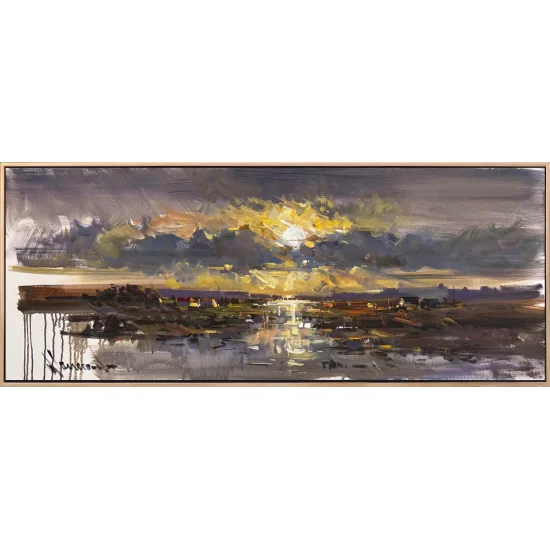 Sunrise in the Village Oil Painting