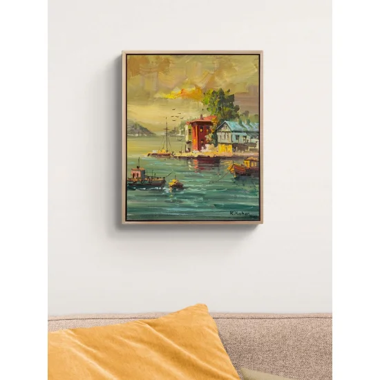 Yalılarda Gün Batımı Yağlı Boya Tablosu