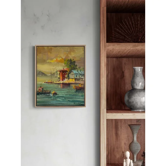 Yalılarda Gün Batımı Yağlı Boya Tablosu