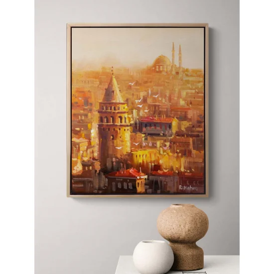 Kuşbakışı Galata Yağlı Boya Tablosu