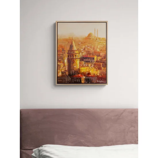 Kuşbakışı Galata Yağlı Boya Tablosu