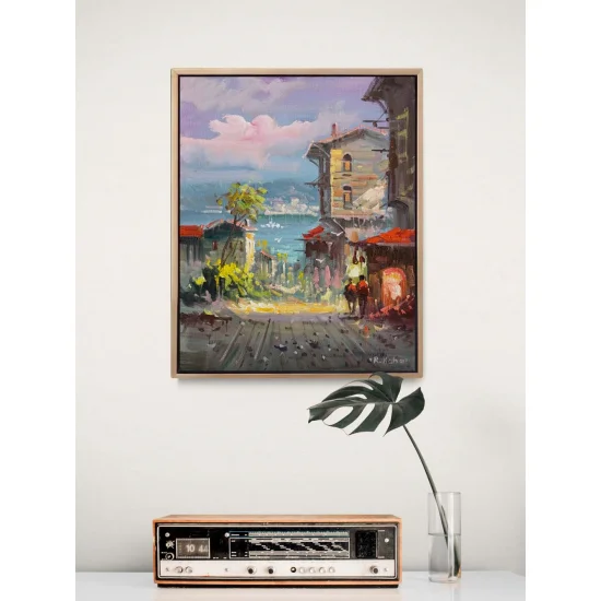 Denize Açılan Sokak Yağlı Boya Tablosu