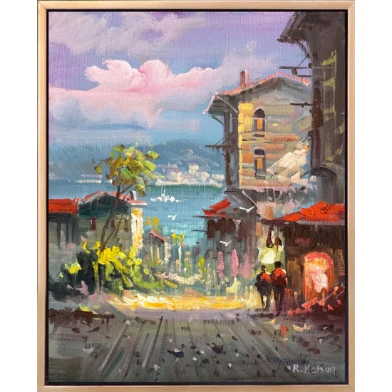 Denize Açılan Sokak Yağlı Boya Tablosu