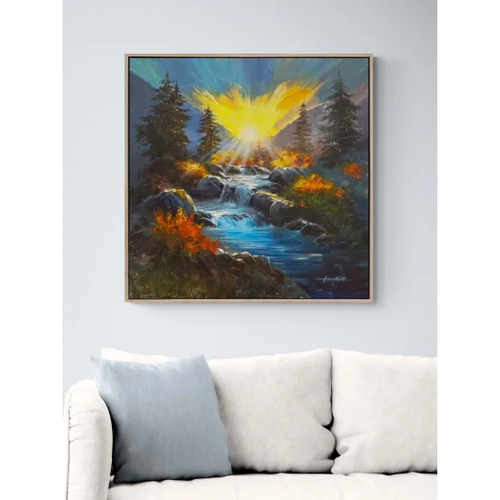 Şelalenin Şarıkısı Yağlı Boya Tablosu