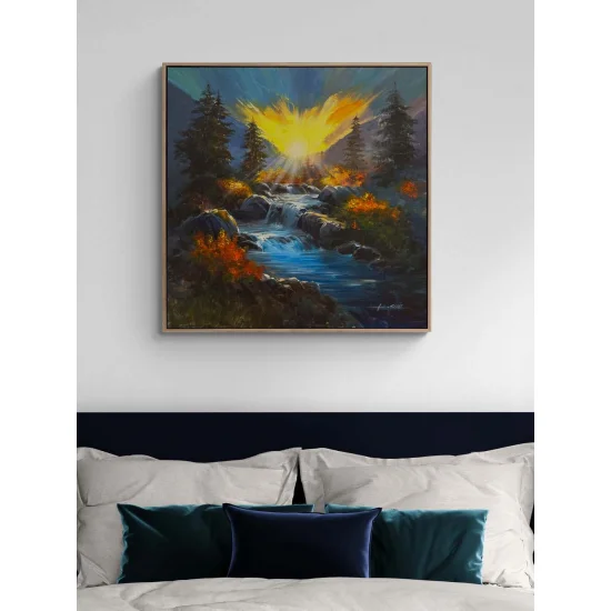 Şelalenin Şarıkısı Yağlı Boya Tablosu