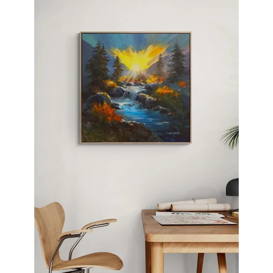 Şelalenin Şarıkısı Yağlı Boya Tablosu