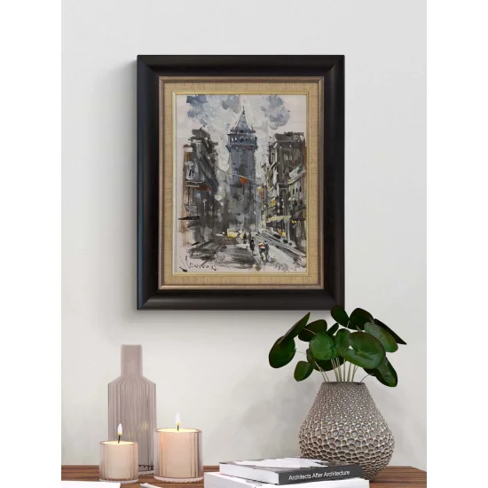 Eskilerde Galata Kulesi Yağlı Boya Tablosu