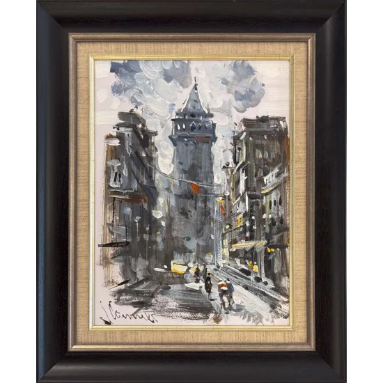 Eskilerde Galata Kulesi Yağlı Boya Tablosu