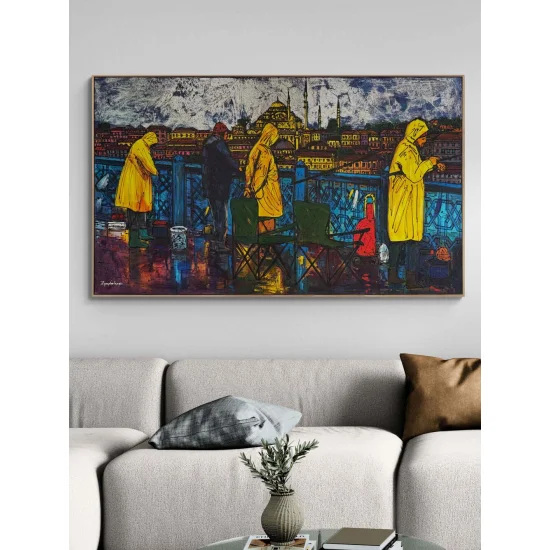 Yağmurda Balık Nöbeti Yağlı Boya Tablosu