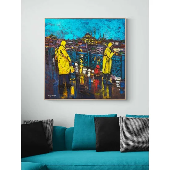 Köprüde Bir Akşam Yağlı Boya Tablosu