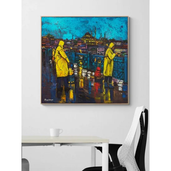 Köprüde Bir Akşam Yağlı Boya Tablosu