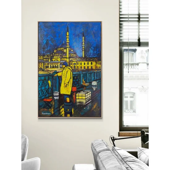 Eminönüde Balıkçı Yağlı Boya Tablosu