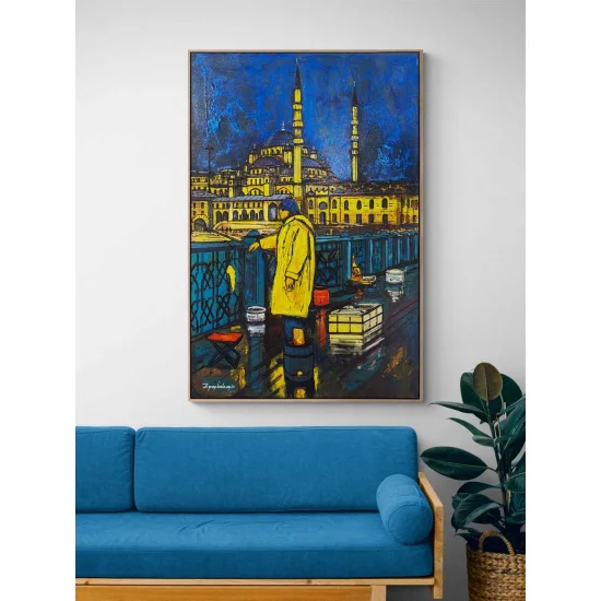 Eminönüde Balıkçı Yağlı Boya Tablosu