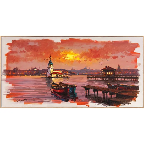 Denizin Ortasında Bir Kule Yağlı Boya Tablosu