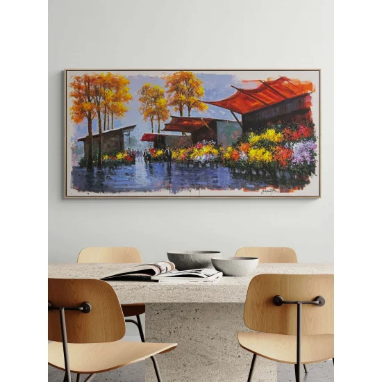 Çiçekçilerin Sokağı Yağlı Boya Tablosu