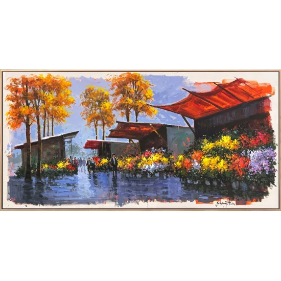 Çiçekçilerin Sokağı Yağlı Boya Tablosu