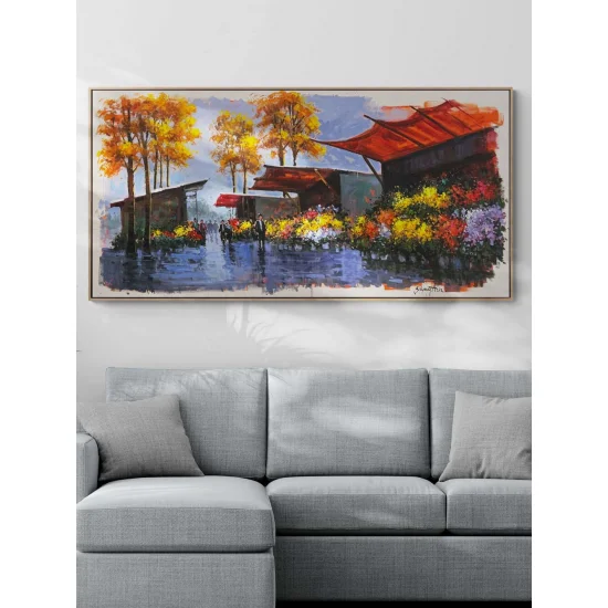 Çiçekçilerin Sokağı Yağlı Boya Tablosu