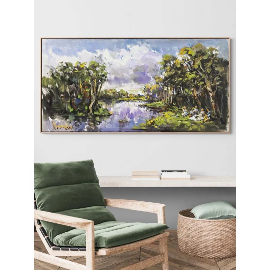 Yeşilin Kucağında Piknik Yağlı Boya Tablosu