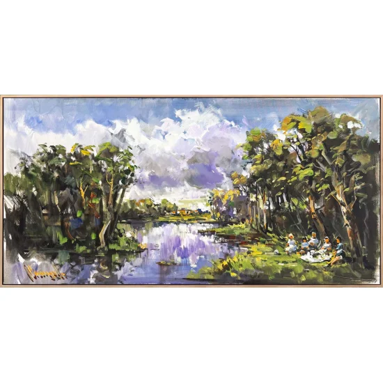 Yeşilin Kucağında Piknik Yağlı Boya Tablosu