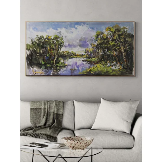 Yeşilin Kucağında Piknik Yağlı Boya Tablosu