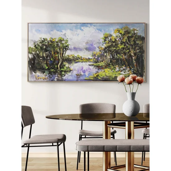 Yeşilin Kucağında Piknik Yağlı Boya Tablosu