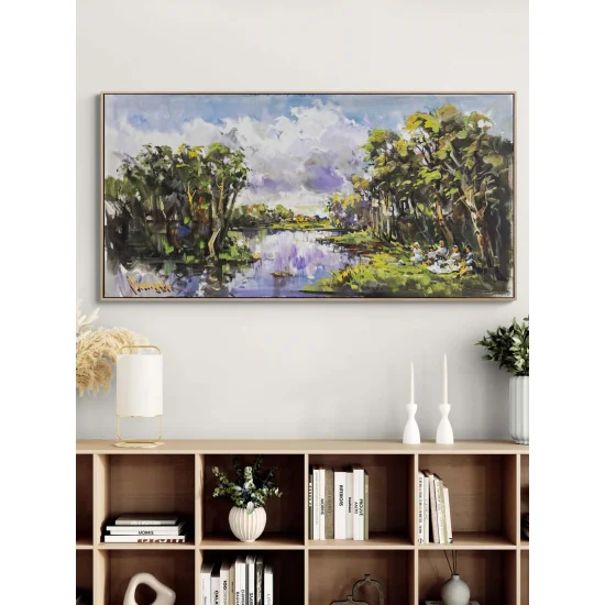 Yeşilin Kucağında Piknik Yağlı Boya Tablosu