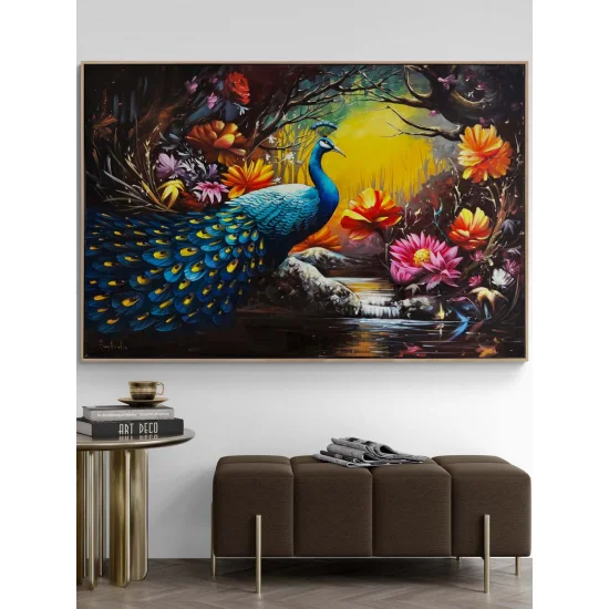 Tavus Kuşunun Gölgesinde Yağlı Boya Tablosu