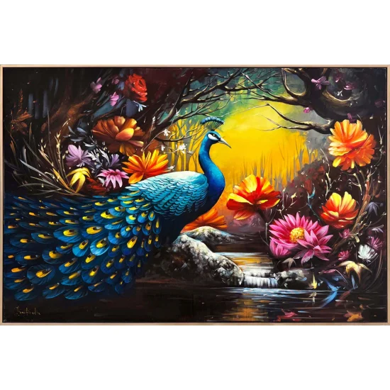 Tavus Kuşunun Gölgesinde Yağlı Boya Tablosu