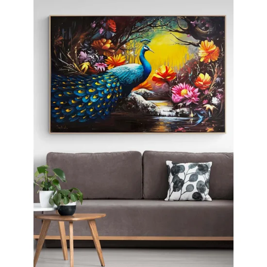 Tavus Kuşunun Gölgesinde Yağlı Boya Tablosu