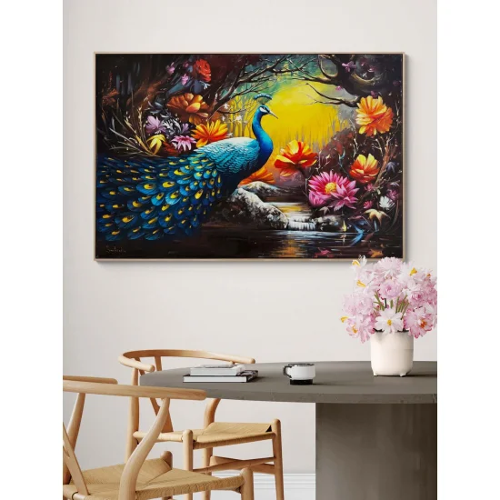 Tavus Kuşunun Gölgesinde Yağlı Boya Tablosu